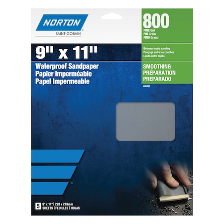 Norton Abrasives 9 x 11 In. Black Ice Paper WP Sheet T214 Aluminum Oxide P600 Grit, 5PK 7660700496